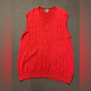 LYLE & SCOTT Sweater Vest Mens Size XL Ribbed Combed Cotton Red